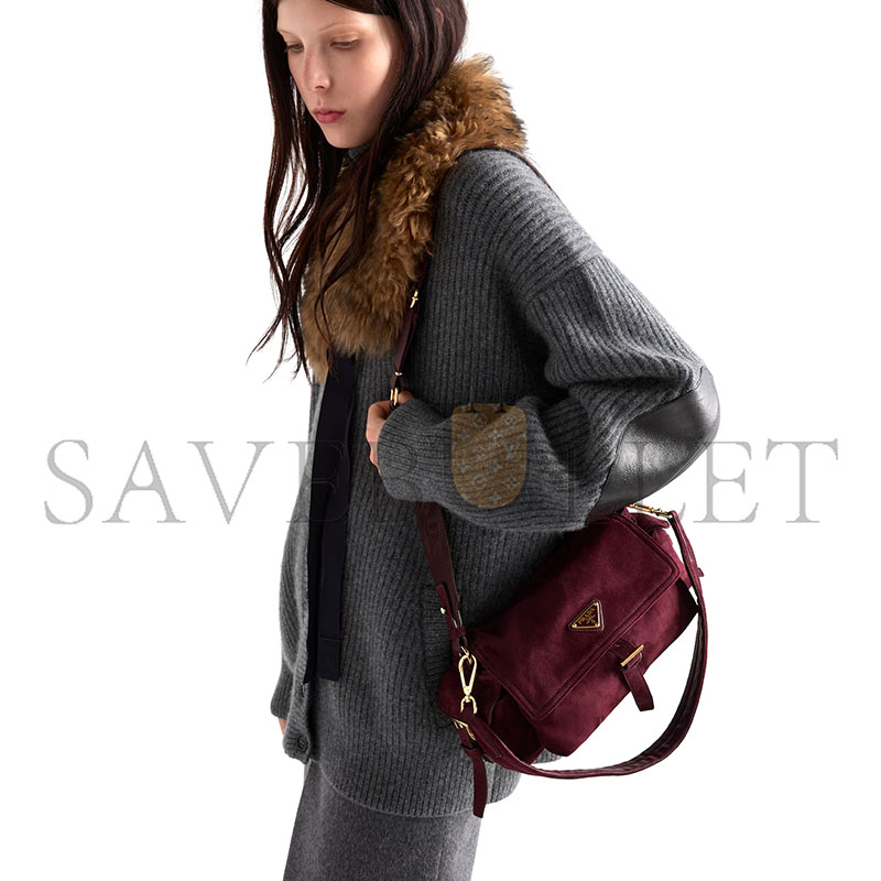 PRADA EXPLORE MEDIUM SUEDE LEATHER SHOULDER BAG 1BD394 (30*14*10cm)